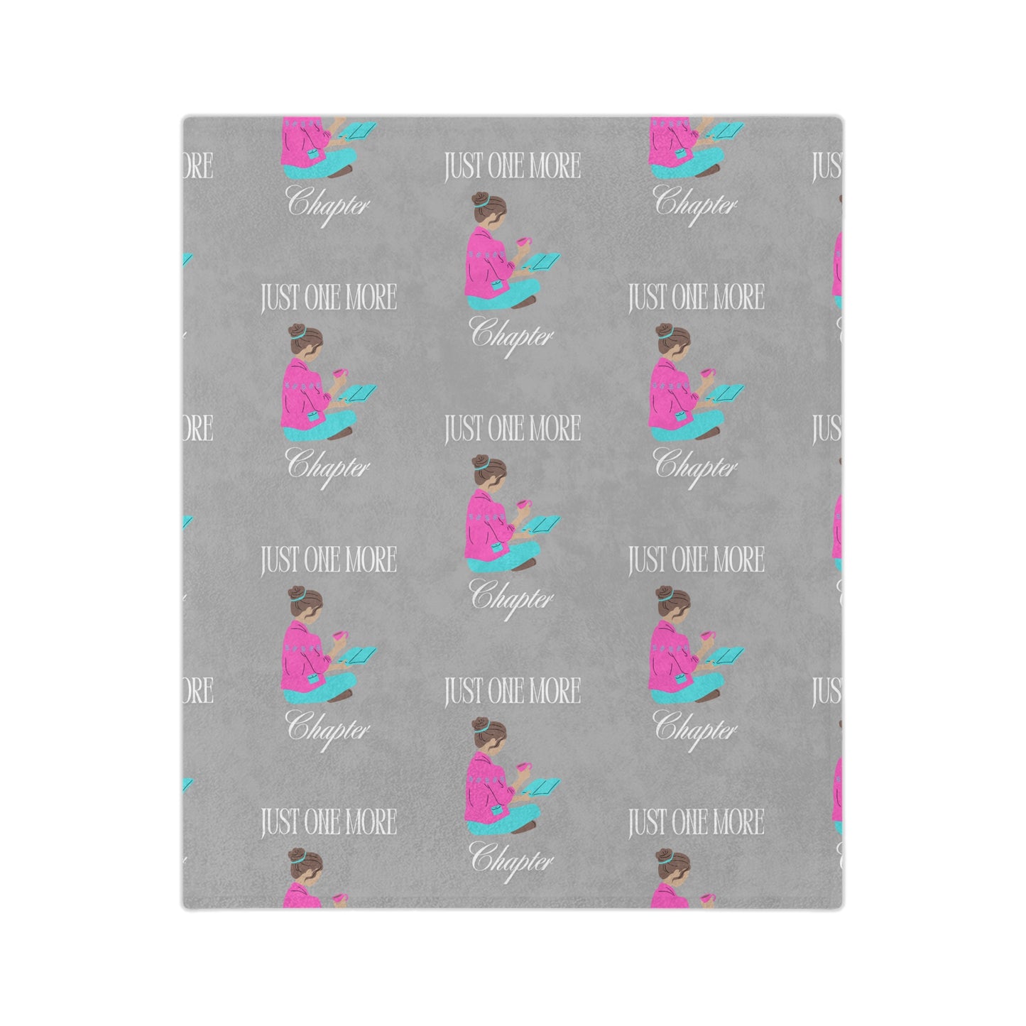 Just One More Chapter Velveteen Microfiber Blanket - Cozy Reading Gift for Book Lovers