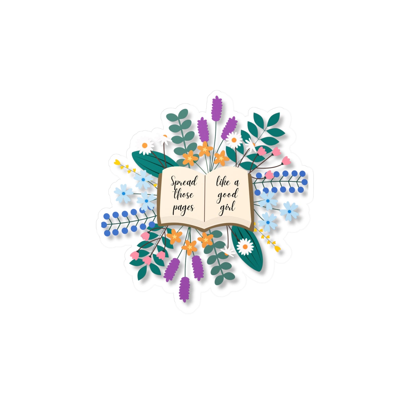 Spread Those Pages-Floral Book Quote Vinyl Decal