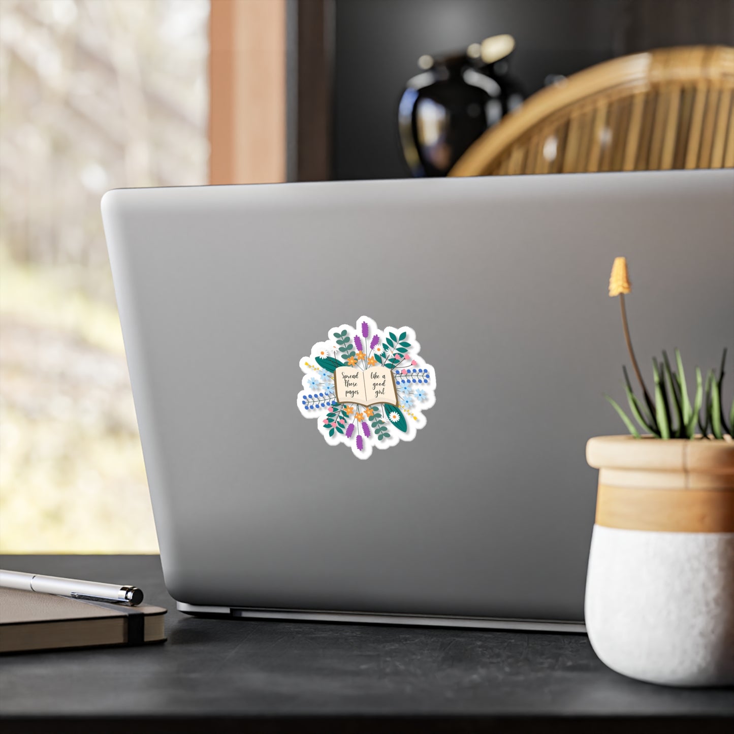 Spread Those Pages-Floral Book Quote Vinyl Decal