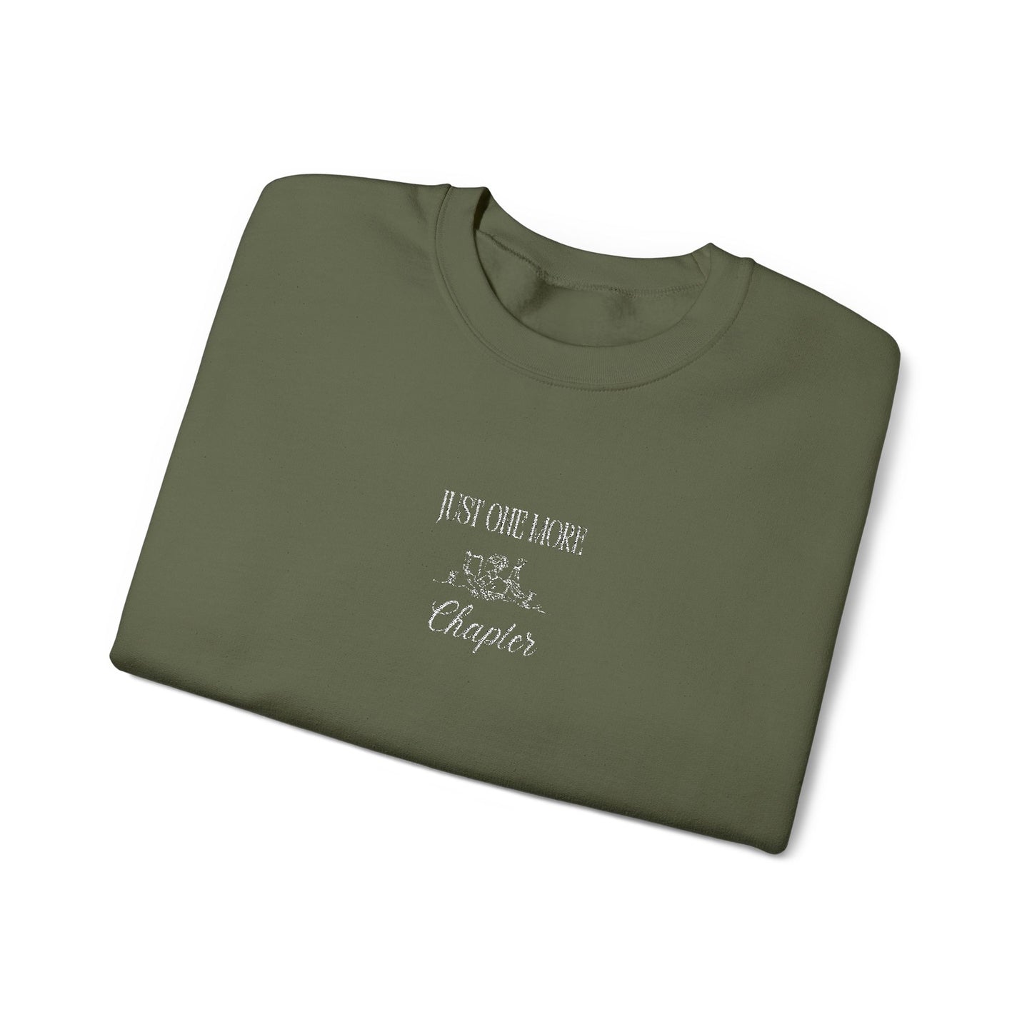 Just One More Chapter Heavy Blend Crewneck Embroidered Sweatshirt