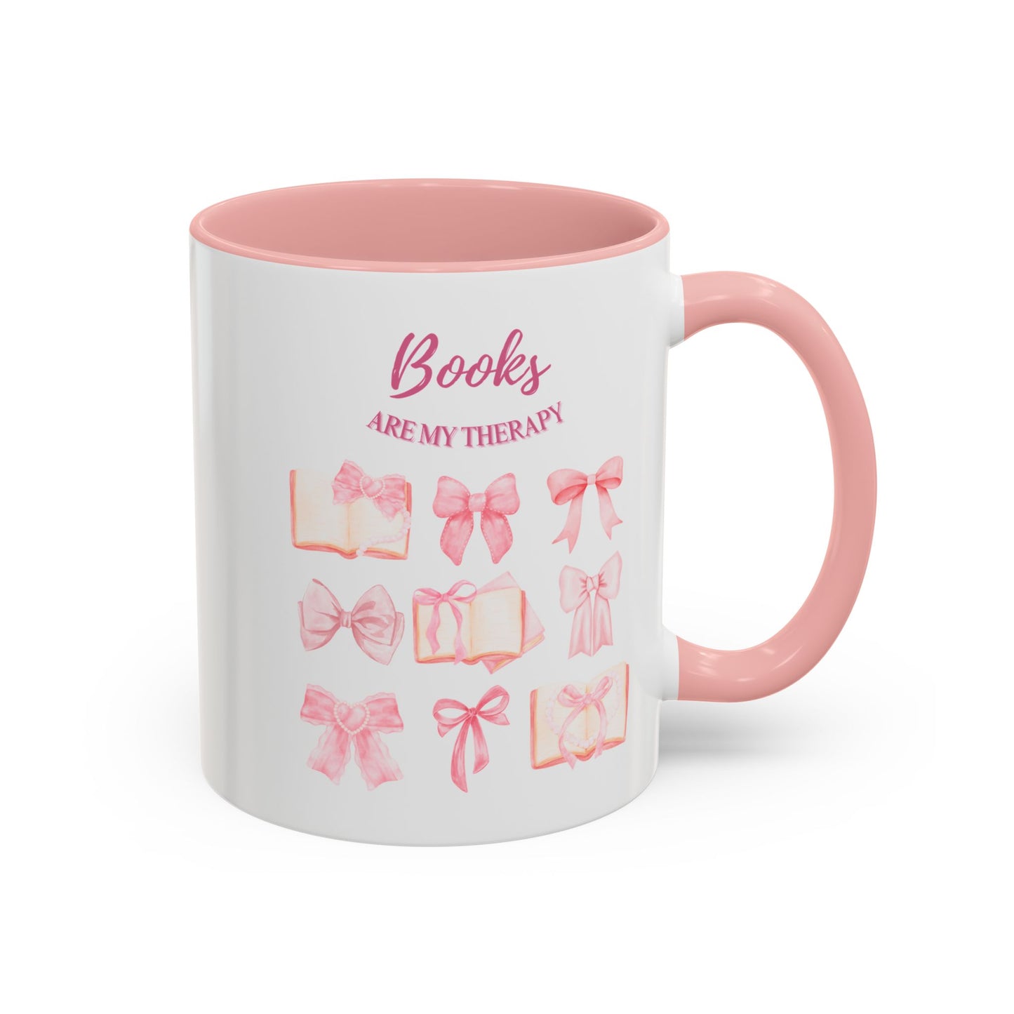 Books Are My Therapy Coffee Mug | Pink Inside | Perfect Gift for Coffee Lovers
