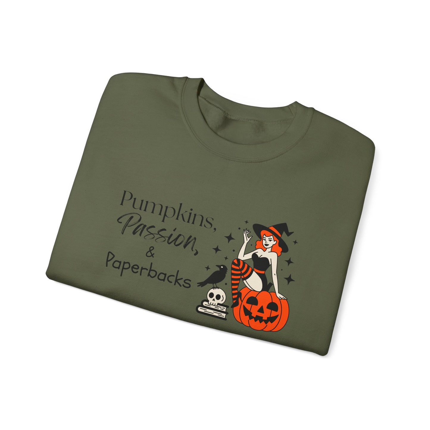 Pumpkins, Passion and Paperback Heavy Blend™ Crewneck Sweatshirt