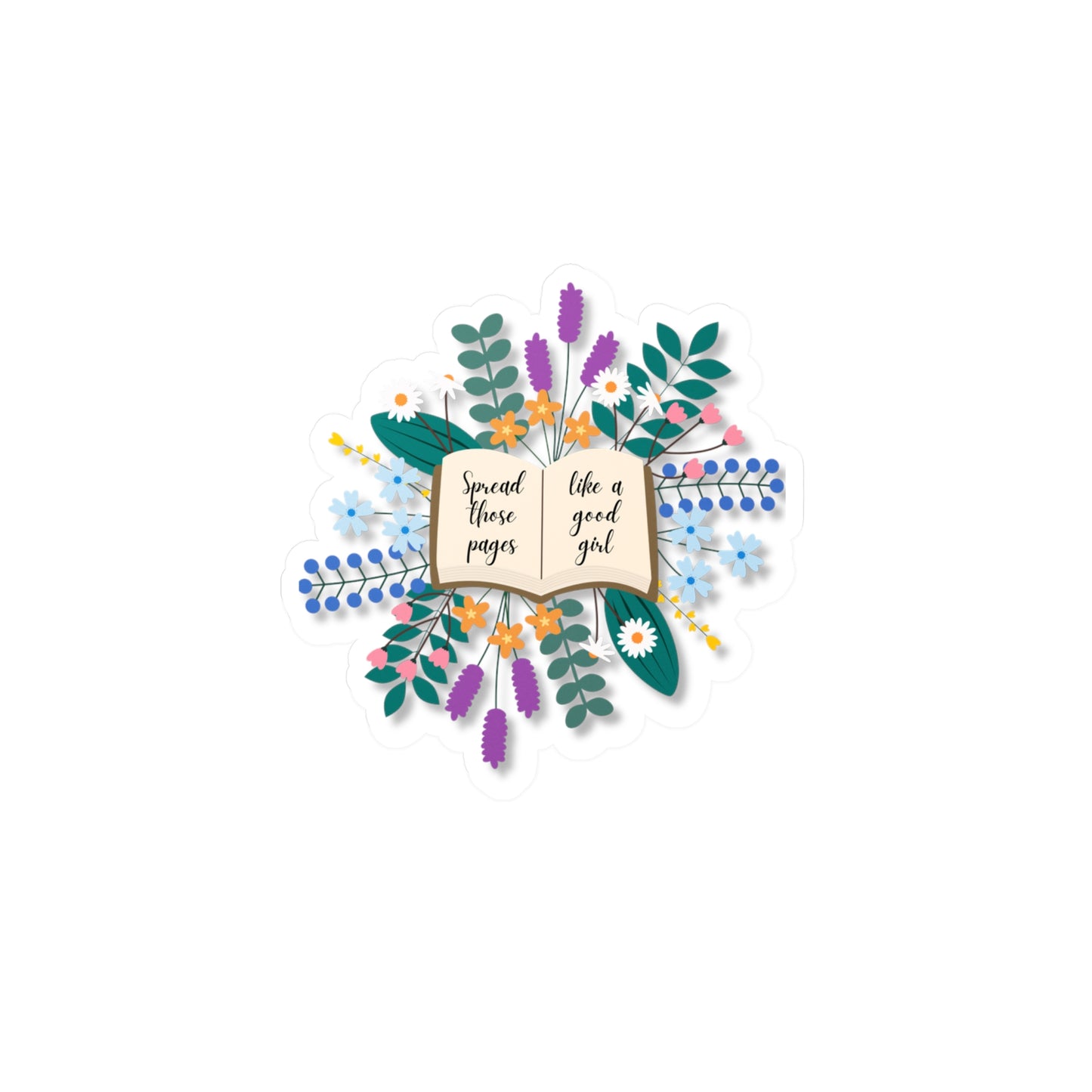 Spread Those Pages-Floral Book Quote Vinyl Decal