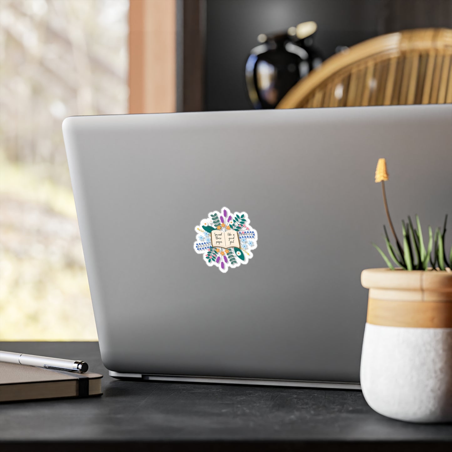 Spread Those Pages-Floral Book Quote Vinyl Decal