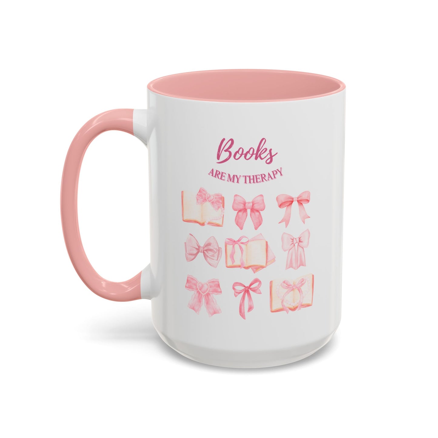 Books Are My Therapy Coffee Mug | Pink Inside | Perfect Gift for Coffee Lovers