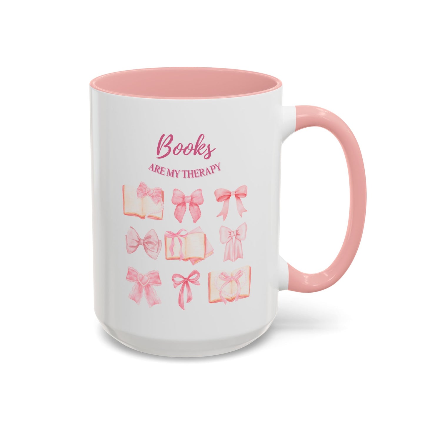 Books Are My Therapy Coffee Mug | Pink Inside | Perfect Gift for Coffee Lovers