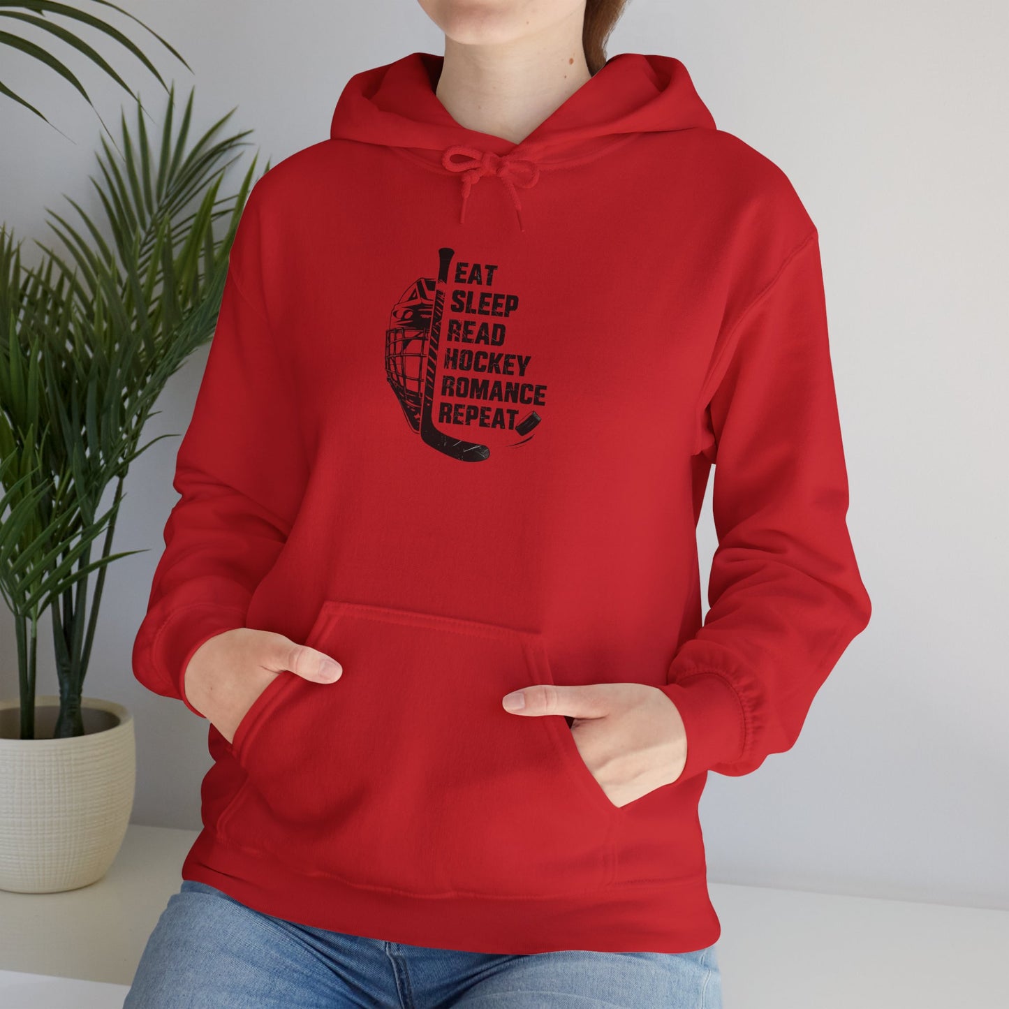Hockey Lover Hoodie - 'Eat, Sleep, Read Hockey Romance, Repeat' Hoodie
