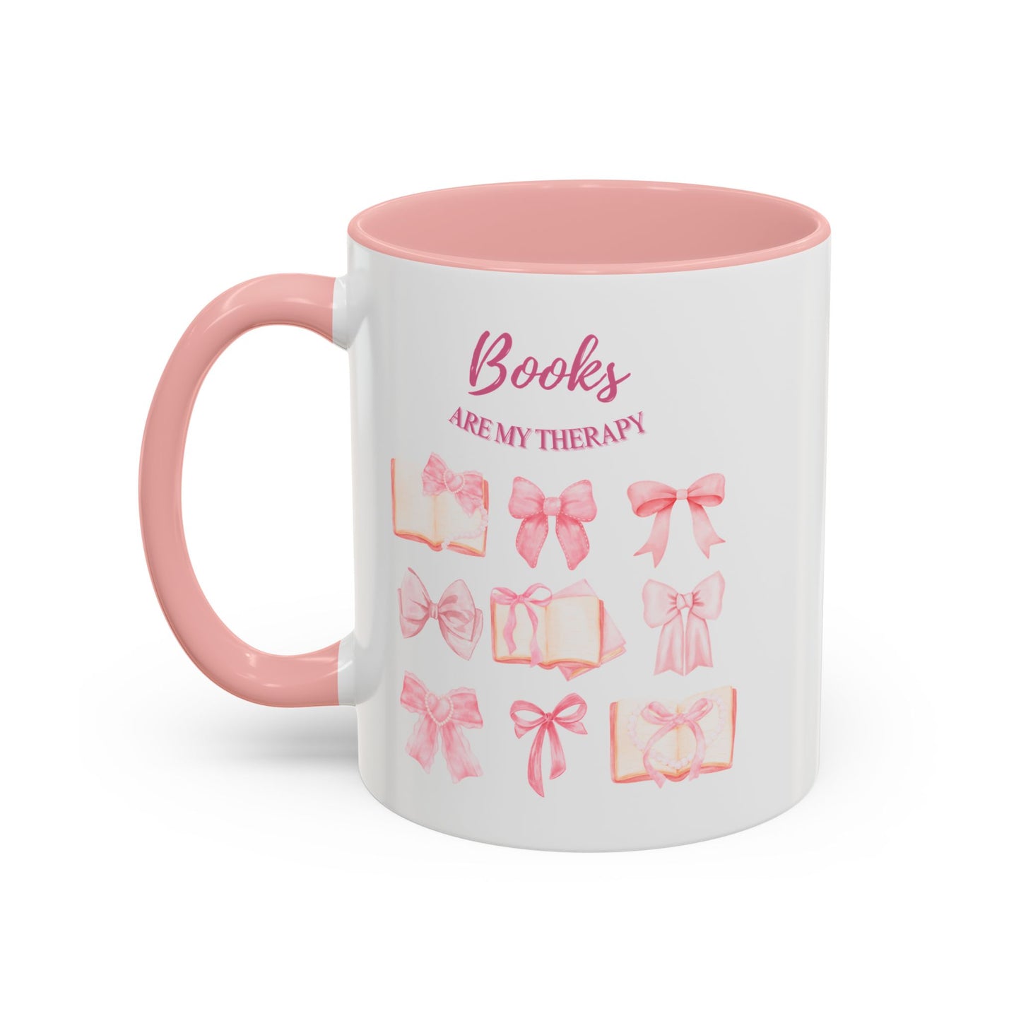 Books Are My Therapy Coffee Mug | Pink Inside | Perfect Gift for Coffee Lovers