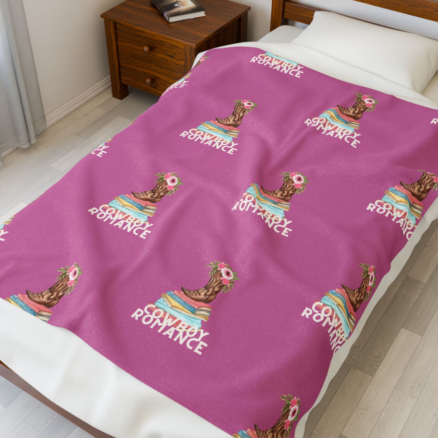 Cozy Cowboy Romance Velveteen Plush Blanket