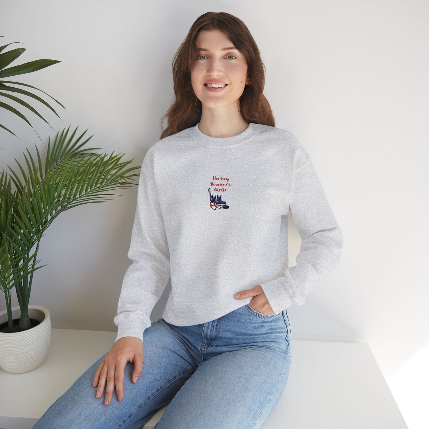Hockey Romance Girlie Crewneck Embroidered Sweatshirt