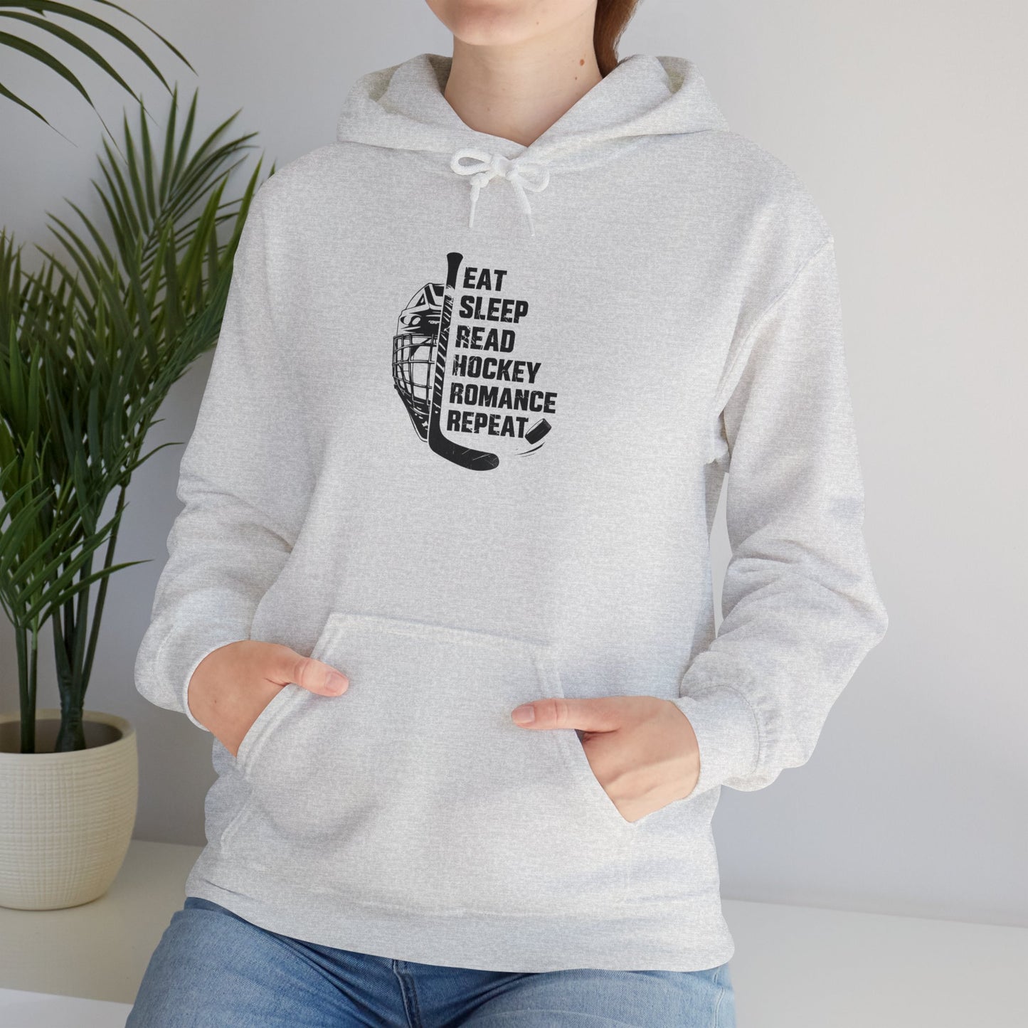 Hockey Lover Hoodie - 'Eat, Sleep, Read Hockey Romance, Repeat' Hoodie