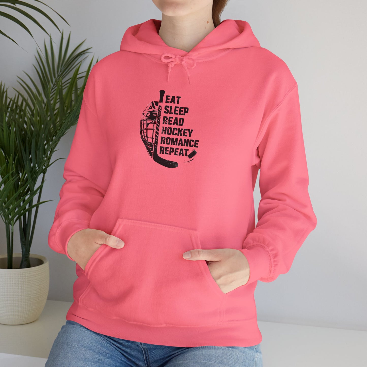 Hockey Lover Hoodie - 'Eat, Sleep, Read Hockey Romance, Repeat' Hoodie
