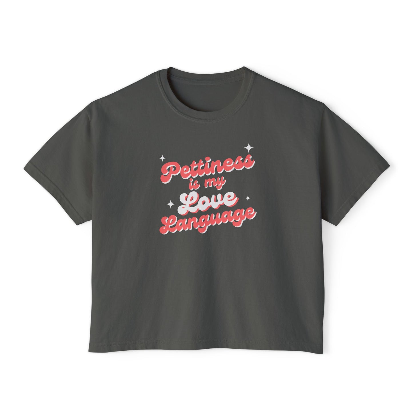 Playful Pettness Women's Boxy Tee - Casual & Fun Graphic Top