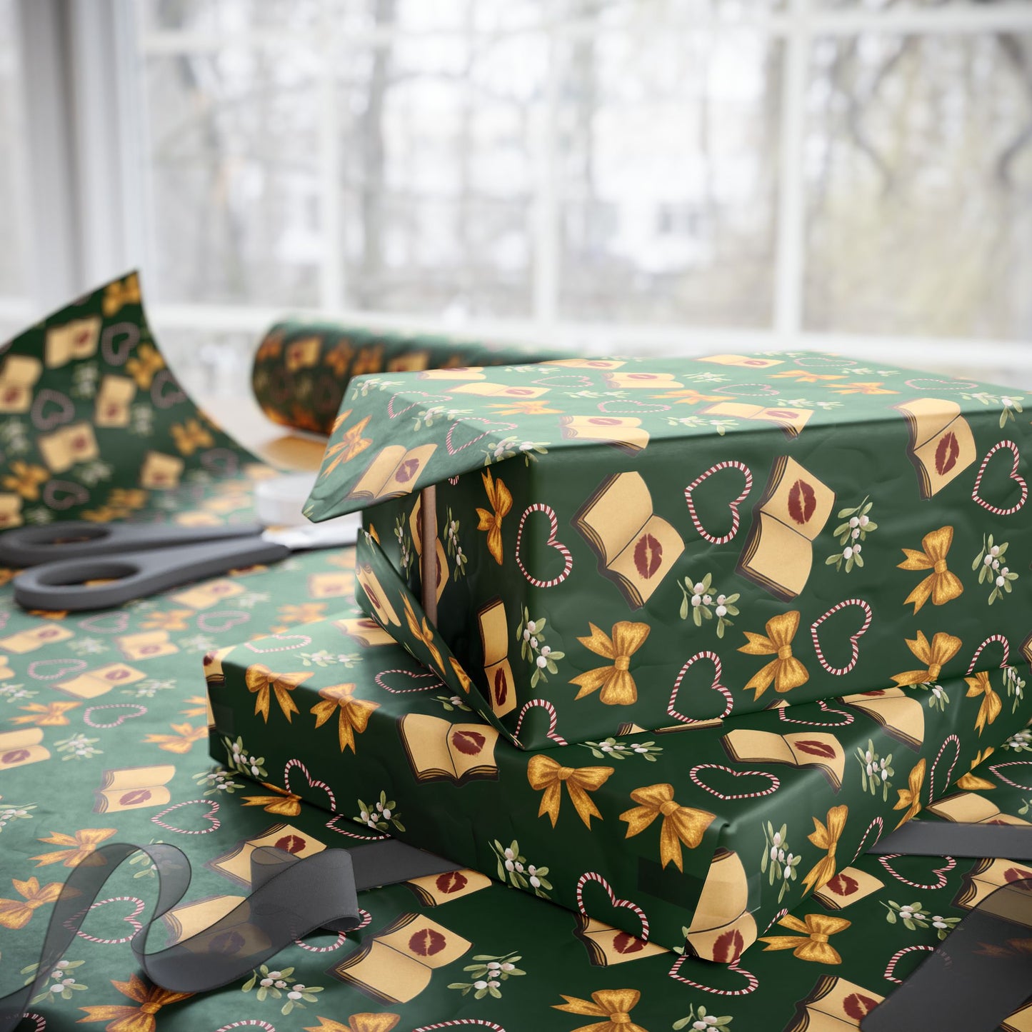 Mistletoe Kisses & Bookish Wishes Wrapping Paper