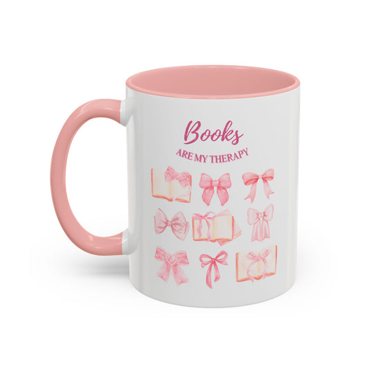 Books Are My Therapy Coffee Mug | Pink Inside | Perfect Gift for Coffee Lovers