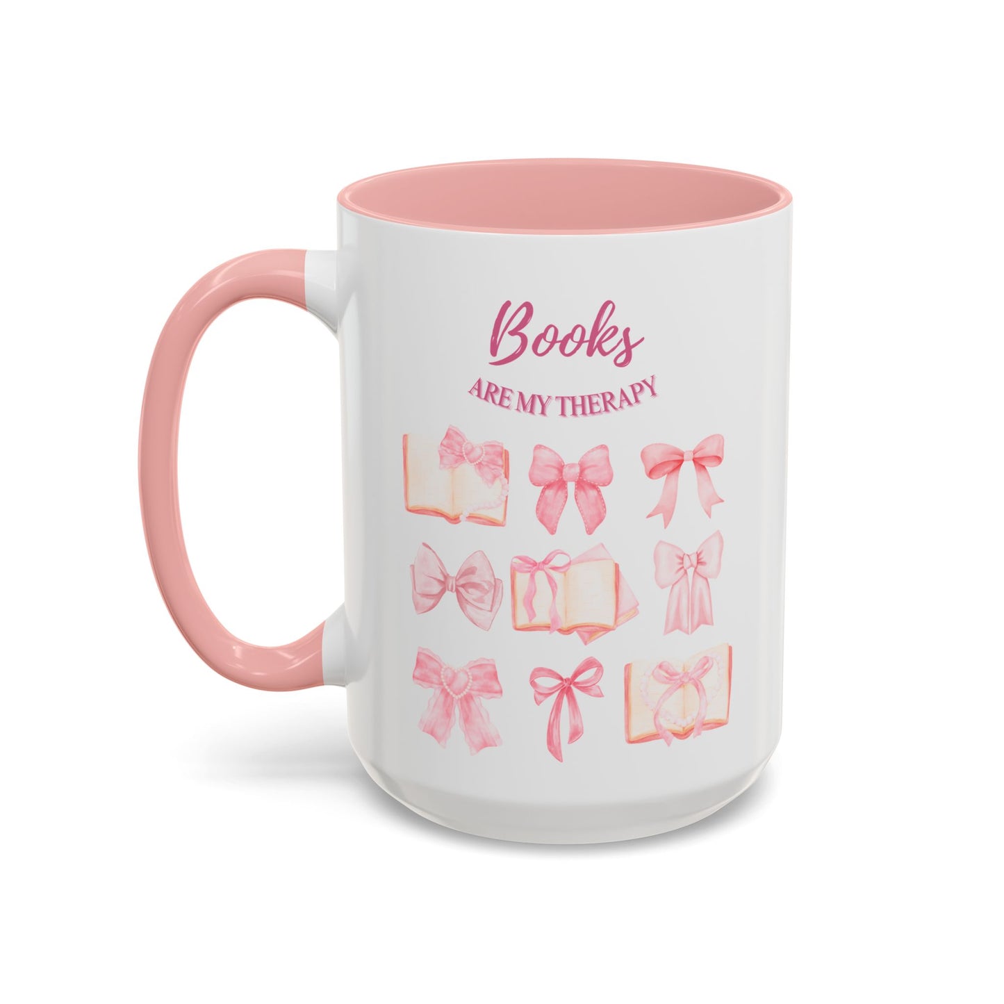 Books Are My Therapy Coffee Mug | Pink Inside | Perfect Gift for Coffee Lovers