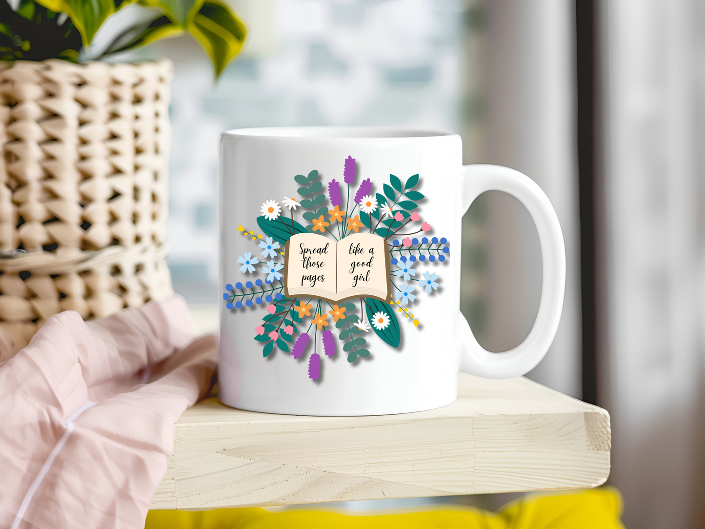 Spread Those Pages Floral Decorative Ceramic Mug