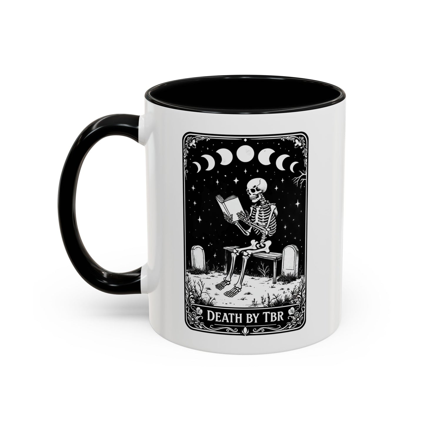 Death By TBR Skeleton Accent Coffee Mug - Perfect for Book & Coffee Lovers