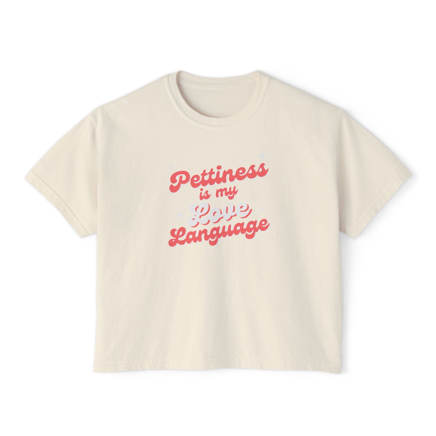 Playful Pettness Women's Boxy Tee - Casual & Fun Graphic Top