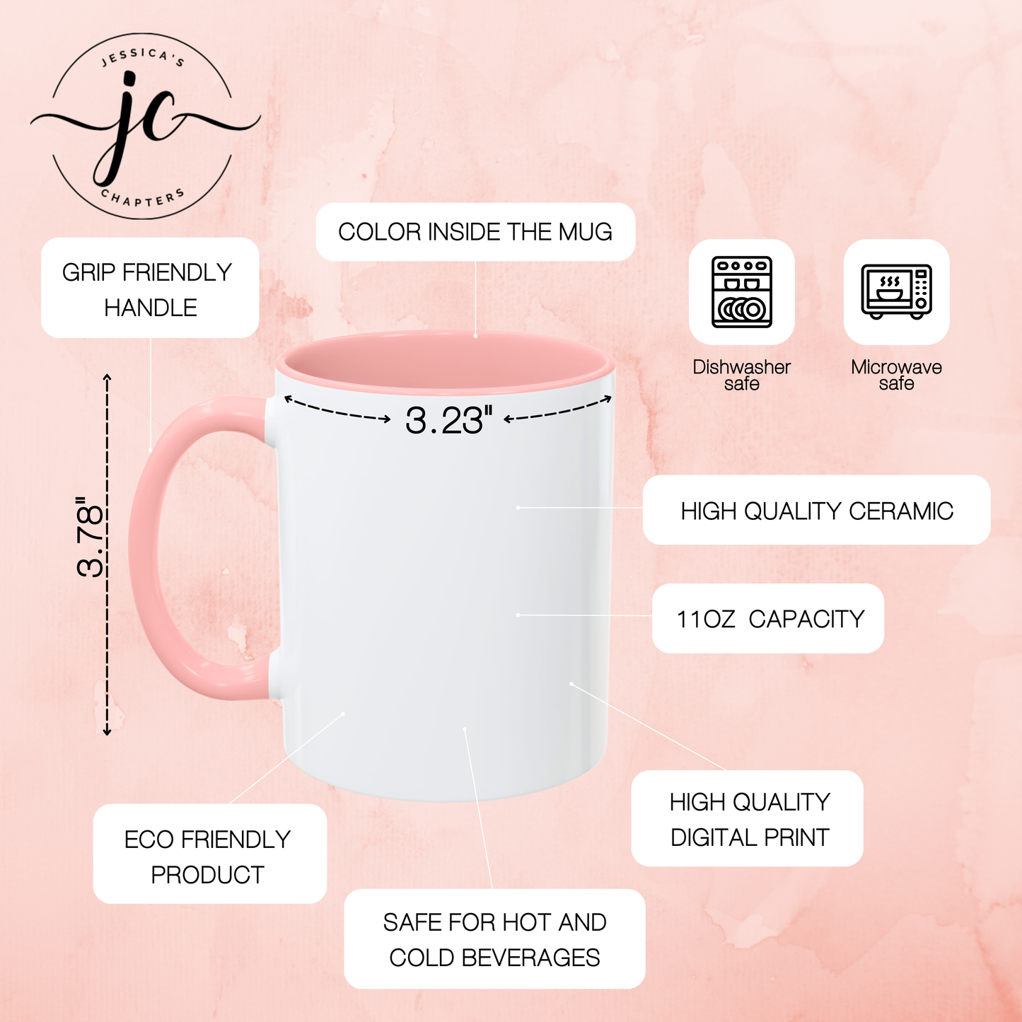Books Are My Therapy Coffee Mug | Pink Inside | Perfect Gift for Coffee Lovers